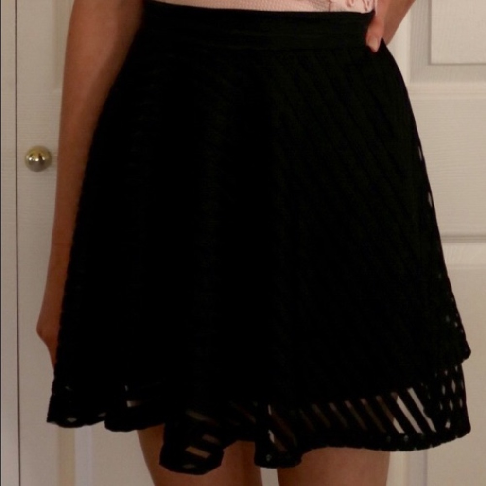 Skater skirt with sheer stripes